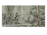 Une frégate du roi apportant aux américains rassemblés sur le rivage de Boston, le Traité Giclee Print by Charles Wailly