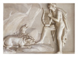 Scènes Antiques ; décor peint en grisaille dans la salle D des Antiquités Egyptiennes : Orphée Giclée-Druck von Auguste Jean-baptiste Vinchon