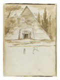 Album : Pyramide sépulcrale dans un paysage ; études de colonne et de tête reproduction procédé giclée par Antoine-Jean Gros
