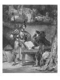 "Faust" de Goethe :Méphisto apparaissant à Faust dans son cabinet; 1828 reproduction procédé giclée par Eugene Delacroix