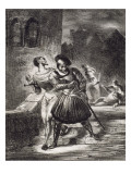 "Faust" de Goethe: Faust et Méphisto s'enfuyant après le duel; 1828 reproduction procédé giclée par Eugene Delacroix