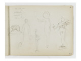 Carnet : diverses études dont certaines avec figure : musique / palmes / couronne / sommeil Lámina giclée