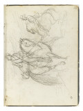 Album : Deux études de cavaliers à cheval ; croquis de guerrier casqué reproduction procédé giclée par Antoine-Jean Gros