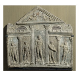 Plaque décorative dite plaque Campana. Façade d'un édifice à fronton avec statues dont celle Giclee Print