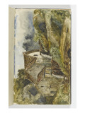 Album : roues hydrauliques dans un paysage de montagne près de Pont d'Ouilly vers 1860 reproduction procédé giclée par Paul Huet
