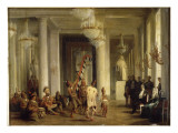 Le roi Louis-Philippe, la reine Marie-Amélie et la duchesse d'Orléans assistant dans le Salon de Reproduction procédé giclée par Karl Girardet