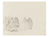 Album factice : Groupe de personnages, hommes et femmes en promenade reproduction procédé giclée par Augustin De Saint-aubin