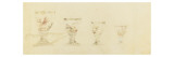 Modèle de quatre verres d'un service de table (verre à eau, verre à bordeaux, verre à bourgogne, Giclée-tryk af Emile Gallé Modèle de quatre verres d'un service de table (verre à eau, verre à bordeaux, verre à bourgogne, Giclée-tryk af Emile Gallé