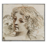Etude de deux têtes de jeunes femmes ; Saint Jean-Baptiste, assis, de profil, tenant une coupe ; Reproduction procédé giclée par Guerchin Le
