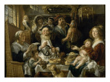 Les Jeunes piaillent comme chantent les vieux reproduction procédé giclée par Jacob Jordaens