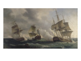 Combat naval entre les frégates françaises la Nymphe et l'Amphitrite commandées par le vicomte de Giclée-tryk af Pierre Julien Gilbert Combat naval entre les frégates françaises la Nymphe et l'Amphitrite commandées par le vicomte de Giclée-tryk af Pierre Julien Gilbert