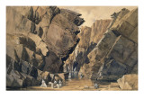 Descendant l'oued Chebba à la 3e muraille du défilé des "Bidan" ou Portes de Fer, le 28 octobre reproduction procédé giclée par Adrien Dauzats