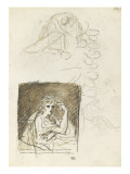 Album : Femme pleurant un homme mort ; figure assise lisant ; portrait de femme reproduction procédé giclée par Antoine-Jean Gros