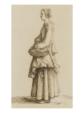 Young Woman Standing Holding a Basket under Her Arm Giclee Print