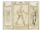 Torse de femme sans tête ni bras, vu de face : Vénus ; Homme nu debout, de dos, les jambes Lámina giclée por Domenico Beccafumi