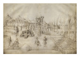 cente de Croix et Déploration du Christ dans un paysage ordonné selon  règ de perspective Giclée-Druck von Jacopo Bellini
