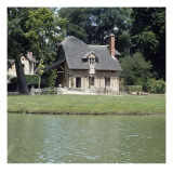 Petit Trianon : Hameau de la Reine : le colombier, vue sur la pièce d'eau, la ferme Reproduction procédé giclée