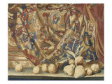Les Maisons royales. Mois de Mars, signe du Bélier :Louis XIV chasse le cerf dans le bois de Giclee Print by Brun Charles Le