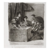 Faust de Goethe, livre ayant appartenu à Delacroix : Méphisto rendant visite à Marthe et Giclee Print by Eugene Delacroix