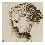 Un ange, de profil vers la droite ; Une demi-figure d'enfant tourné vers la gauche ; Une figure à Reproduction procédé giclée par Guerchin Le