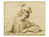 Jeune homme, vu en buste, lisant reproduction procédé giclée par Guerchin Le