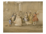 Vue perspective 1 des jardins du château de Versailles prise depuis le Bassin de Neptune vers 1740 reproduction procédé giclée par Jacques André Portail