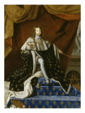 Louis XIV âgé de 10 ans (1638-1715), représenté en 1648 sur son trône en grand manteau royal, Lámina giclée por Henri Testelin