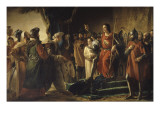 Saint-Louis reçoit à Saint-Jean d'Acre (Ptolémaïs) les envoyés de Rachid el Din Sinan, dit "le Giclée-Druck von Georges Rouget