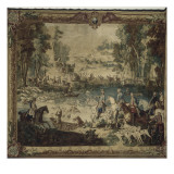 Tenture des chasses de Louis XV : "La mort du cerf aux étangs de Saint-Jean- aux- bois, forêt de Reproduction procédé giclée par Jean Baptiste Oudry