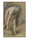 Jeune homme nu penché en avant pour prendre un vase reproduction procédé giclée par Federico Barocci