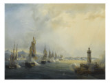 L'escadre française commandée par l'amiral Roussin force l'entrée du Tage devant Lisbonne, 11 Reproduction procédé giclée par Pierre Julien Gilbert