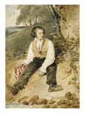 Jeune homme assis, en manches de chemise, sur la berge reproduction procédé giclée par Richard Parkes Bonington