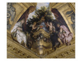 Vue intérieure, salon de Vénus : écoinçon angle N-O : Titus et Bérénice Giclee Print by René Antoine Houasse