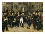 Adieux de Napoléon Ier à la garde impériale dans la cour du cheval blanc du château de reproduction procédé giclée par Horace Vernet
