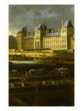 Vue perspective 6 de la Seine de Paris sur le palais du Louvre, depuis le Pont Neuf vers 1666 reproduction procédé giclée