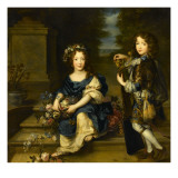 Anne-Marie de Bourbon , Mademoiselle de Blois (1666-1739) et son frère Louis de Bourbon Giclee Print by Louis Edouard Rioult