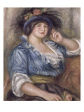Jeune femme à la rose, femme en bleue reproduction procédé giclée par Pierre-Auguste Renoir