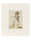 Young Woman Walking in the Costume of the Eighteenth reproduction procédé giclée