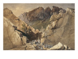 Episode de la conquête de l'Algérie, 1839. "Sortie du défilé des Bidan" ou "Portes de Fer" le 28 reproduction procédé giclée par Adrien Dauzats