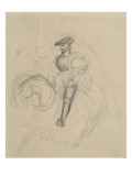 Cavalier galopant avec une figure volant à ses cotés : étude pour le Connétable de Bourbon reproduction procédé giclée par Eugene Delacroix