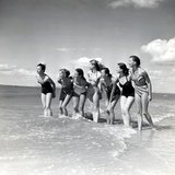 Marquis De Cuevas" Company on the Beach at Deauville: 7 Girls, 7 Nationalities Photographic Print