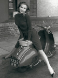 Posing on Motor Scooter Posters