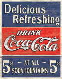 COKE - Delicious 5 Cents Placa de lata