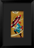 Marvel Comics Retro: Captain America Comic Panel, Throwing Shield Framed Giclee Print