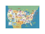 U.S.A. States and Capitals Giclee Print by Catrina Genovese