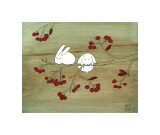 Rabbits on Berry Tree Giclée-tryk af Kristiana Pärn