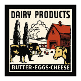 Productos lácteos: mantequilla, huevos y queso Lámina giclée Productos lácteos: mantequilla, huevos y queso Lámina giclée