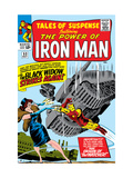 Tales Of Suspense 53 Cover: Iron Man and Black Widow Flying Art by Don Heck