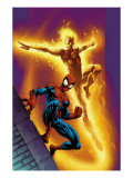 Ultimate Spider-Man 68 Cover: Spider-Man and Human Torch Posters by Mark Bagley