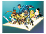 X-Force 2 Group: Cable, Shatterstar, Sunspot and X-Force Crouching Art by Liefeld Rob